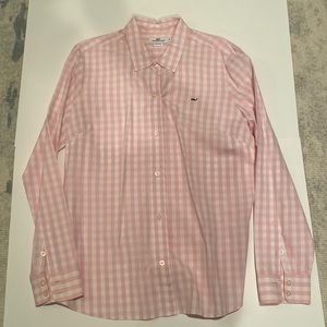 Vineyard Vines Pink & White Gingham Shirt, Size 14